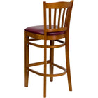 Flash Furniture HERCULES Series Vertical Slat Back Cherry Wood Restaurant Barstool - Burgundy Vinyl Seat - 2 Pack-2.5" Thick Foam Padded Seat