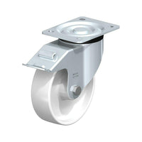 Blickle White Polyamide Caster, Wheel Diameter: 6" (152 Mm), Caster Type: Swivel w/Brake (L-PO160R-FI)-Wheel Diameter: 6" (152 mm)