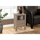 Monarch Specialties 2136 Accent Table - Dark Taupe Night Stand With Storage-24.25"H x 17.25"W x 14"D