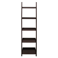 kieragrace Hadfield 5 Tier Leaning Shelf, 67" x 18", Espresso (FN43648-1)-Overall measurement: the ladder shelf measures 13.5"L x 18.3"W x 65.7"H in dimensions allowing you to create maximum storage while not taking up too much width in your space