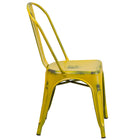 Flash Furniture Distressed Yellow Metal Indoor-Outdoor Stackable Chair-Stacks up to 8 Chairs High