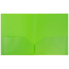 JAM Paper Plastic POP Two Pocket Folder, Lime Green, 12 Pack (86524ligrdg)-Size: 9-1/2" x 11-1/2"