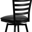 Flash Furniture HERCULES Black Ladder Back Swivel Metal Barstool - Black Vinyl Seat-16 Gauge Steel Frame