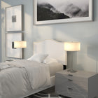 Flash Furniture Lexington Upholstered Twin Size Headboard with Accent Nail Trim - White Fabric-White Fabric Upholstery