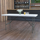 Flash Furniture 30"W x 60"L Bi-Fold Granite Plastic Folding Table - White-220 lb. Static Load Capacity
