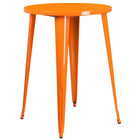 30'' Round Orange Metal Indoor-Outdoor Bar Table Set with 2 Cafe Barstools [CH-51090BH-2-30CAFE-OR-GG]-Orange Powder Coat Finish
