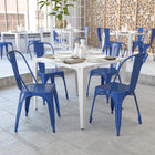 Flash Furniture Commercial Grade Metal Indoor-Outdoor Stackable Chair - Blue-Plastic Caps on cross brace protect finish when stacked
