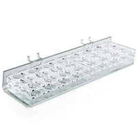 Azar Displays 15/16" 24 Round Slot Mascara & Cosmetic Tray For Pegboard, Slatwall/Counter Top, Clear, 2 Pack (225584)-2 hooks attached for easy mounting