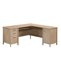 Sauder 94"W Whitaker Point L-Desk - Natural Maple-Top features strong and lightweight 1" panel construction