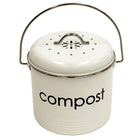 Cathay Importers Compost Bin, 5 Litre, White, 8.5"Dia x 8.5"H-Eco-friendly compost White powder coated carbon steel Movable chrome handle