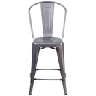 Flash Furniture 24'' High Clear Coated Indoor Counter Height Stool with Back - 4 Pack-Set of 4 Stackable Bistro Style Counter Stools