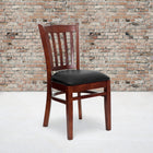 Flash Furniture Darby Slat Back Mahogany Wood Restaurant Chair - Black Vinyl Seat - 2 Pack-Solid European Beech Hardwood Construction