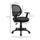 Nicer Furniture - chaise d'ordinateur à dossier mi-hauteur en maille noire avec accoudoirs réglables-Les roulettes doubles à capuchon assurent un mouvement fluide sur les sols