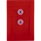 JAM Paper Plastic Envelopes with Button and String Tie - Open End - 4.25" x 6.25" - Red - 12 Pack -Colour: Red 