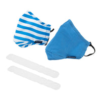 Nautica - Choisir la sécurité, Approuvé TSA, Pochette à dragonne avec 2 masques tendance et 2 rallonges pour masque-Masques pour le visage en tissu - 1 bleu uni et 1 rayé bleu/blanc; réservés à l'usage personnel, non destinés à l'usage médical