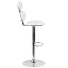 Tabouret de bar contemporain à hauteur ajustable en vinyle blanc avec base chromée (CH-112280-WH-GG)-Rembourrage en vinyle blanc