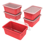 Storex Small Cubby Bin with Cover - Classroom Red - 5 Pack-Standard size bin fits into most classroom furniture