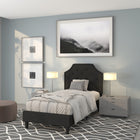 Flash Furniture Brighton Twin Size Tufted Upholstered Platform Bed - Black Fabric-Gold Nailhead Trim
