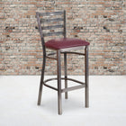 Flash Furniture HERCULES Series Clear Coated Ladder Back Metal Restaurant Barstool - Burgundy Vinyl Seat - 2 Pack-Welded Joint Assembly