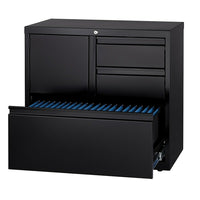 Hirsh Personal Storage Unit, Black-This 30" wide 3 drawer Personal Storage Unit accommodates both letter and legal size files and includes 2 box drawers and a shelf