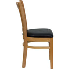 Flash Furniture HERCULES Series Vertical Slat Back Natural Wood Restaurant Chairs with Black Vinyl Seat - 2 Pack-Black Vinyl Upholstered Seat
