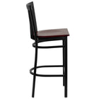 Flash Furniture HERCULES Series Black School House Back Metal Restaurant Barstool - Mahogany Wood Seat-School House Back Design