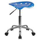 Flash Furniture Vibrant Bright Blue Tractor Seat & Chrome Stool-Bright Blue Finish