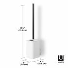 Umbra Flex Sure-Lock Toilet Brush & Holder - Wall Mount or Freestanding - White-Hidden & Sanitary Storage: Flex’s compartment can be secured to the floor or attached to a smooth vertical surface including tile, glass, mirrored or melamine. Sure-lock technology creates a vacuum seal grip while remaining damage-free and easy to install