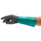 Ansell SAY028 Chemical Resistant Gloves, Nitrile, Full Coat, Knit Seamless Liner, 12"L, Size 10, 12 Pack-Length: 12"
