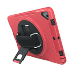 CTA Digital Protective Case with Rotatable Grip Kickstand for 10.2" iPad Gen 7 and 8, Air 3 and 10.5" Pro - Red-360-degree rotating hand-grip with comfortable, resizable hand strap
