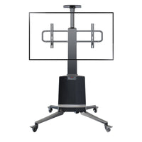 North Bayou Height-Adjustable Electric Mobile TV Cart-Easily adjust the height of your TV with the motorized electric lift system. The fluid height adjustment ensures your screen is always at the perfect viewing level for optimal comfort and clarity. TV Height adjustment: 45.3" (1150mm) to 64.9" (1650mm).