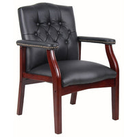 Nicer Furniture Traditional Style Vinyl Button Tufted Guest Chair - Black-Classic traditional button tufted styling