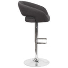 Flash Furniture Contemporary Charcoal Fabric Adjustable Height Barstool with Rounded Mid-Back & Chrome Base-Charcoal Fabric Upholstery