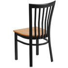 Flash Furniture – Chaise de restaurant en métal à dossier à traverses, noir, siège en bois naturel (XUDG6Q4BSCHNATW)-Siège en bois fini naturel