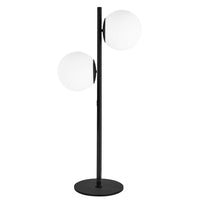 Dainolite Folgar Contemporary Incandescent Table Lamp - 2 Lights - Matte Black with White Glass-Great design suited for all décor settings