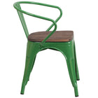 Flash Furniture Green Metal Chair with Wood Seat & Arms-Stack Quantity: 8