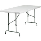 Flash Furniture 30"W x 72"L Height Adjustable Granite Plastic Folding Table - White-Ready To Use Commercial Table