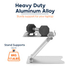 ShoppingAll Ergonomic Height Adjustable Laptop Stand Riser - Silver-Fits laptop up to 17"