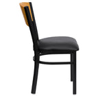 Flash Furniture HERCULES Series Black Circle Back Metal Restaurant Chair - Natural Wood Back, Black Vinyl Seat-Natural Wood Circle Back Design