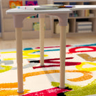 Flash Furniture Bright Beginnings 59" Commercial Grade Wooden Half Circle Adjustable Height Classroom Activity Table-Beech/White-Wipe Clean with a Damp Cloth Then Dry
