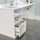 Sauder 66"W Craft Pro Series Craft Table - White- Grommet holes for cord management to keep your cord clutter minimized