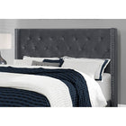 Monarch Specialties - 5986Q Lit Queen - Bordure En Argent Velour Gris Fonce-De style classique, la tête de lit est surmonté de clous chromés est capitonnée de motif diamants
