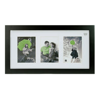 Nexxt Langford Wood 3 Picture Collage Frame, 10" x 20", Black-Frame for three 5" x 7" photos: opening measures 10" x 20" in dimensions. you can hold three 5" x 7" photos in this beautiful collage frame