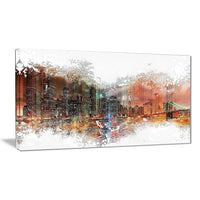Designart – Paysage urbain imprimé sur toile, nuit abstraite, 4 panneaux (PT3315-32-16)-Impression