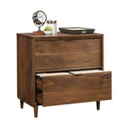 Sauder 421114 Clifford Place Lateral File Cabinet - Grand Walnut-Safety mechanism allows only one drawer open at a time.
