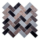 Truu Design Herringbone Peel and Stick Wall Tiles, 10 x 10 inches, Multicolour, 6 Pieces-Set: comes in a box of 6 premium quality wall tiles, suitable for smooth and clean surfaces