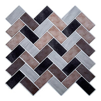 Truu Design Herringbone Peel and Stick Wall Tiles, 10 x 10 inches, Multicolour, 6 Pieces-Set: comes in a box of 6 premium quality wall tiles, suitable for smooth and clean surfaces