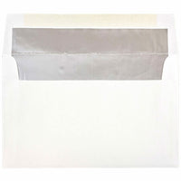 JAM Paper A10 Foil Lined Envelopes, 6 x 9.5, White with Silver Lining, 50 Pack (900905601I)-White with silver foil lined envelope