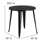 Flash Furniture 30" Round Black-Antique Gold Metal Indoor-Outdoor Table-Top Size: 30" Round