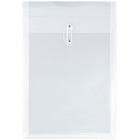 JAM Paper Plastic Envelopes with Button String - Legal Open End - 9.75" x 14.5" -  Clear - 12 Pack-Clear